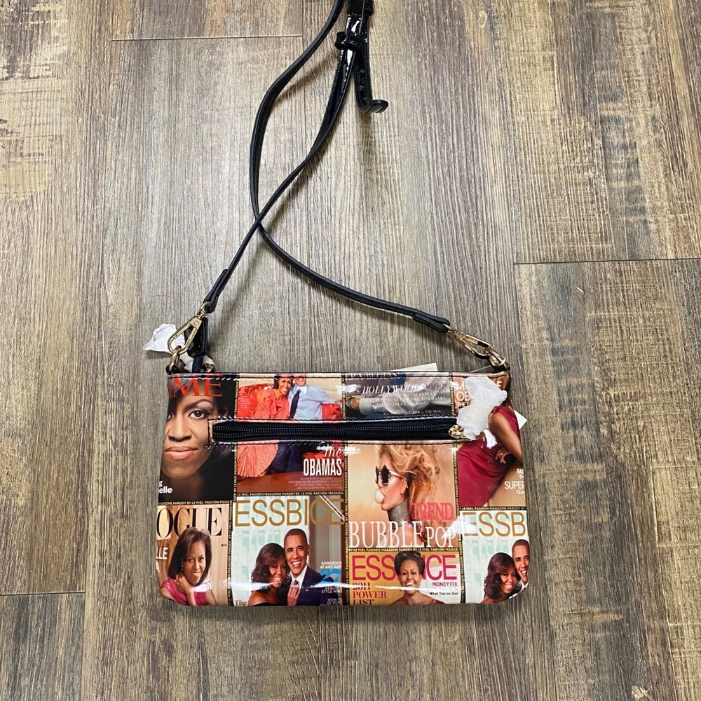 Michelle Obama Barack Obama‎ Le Miel Vegan Clutch Purse Magazine Cover Print NWT